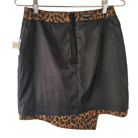 Ann Taylor Animal Print Asymmetrical Short Skirt Size 0 Stretch Wool Blend NEW - Picture 7 of 9